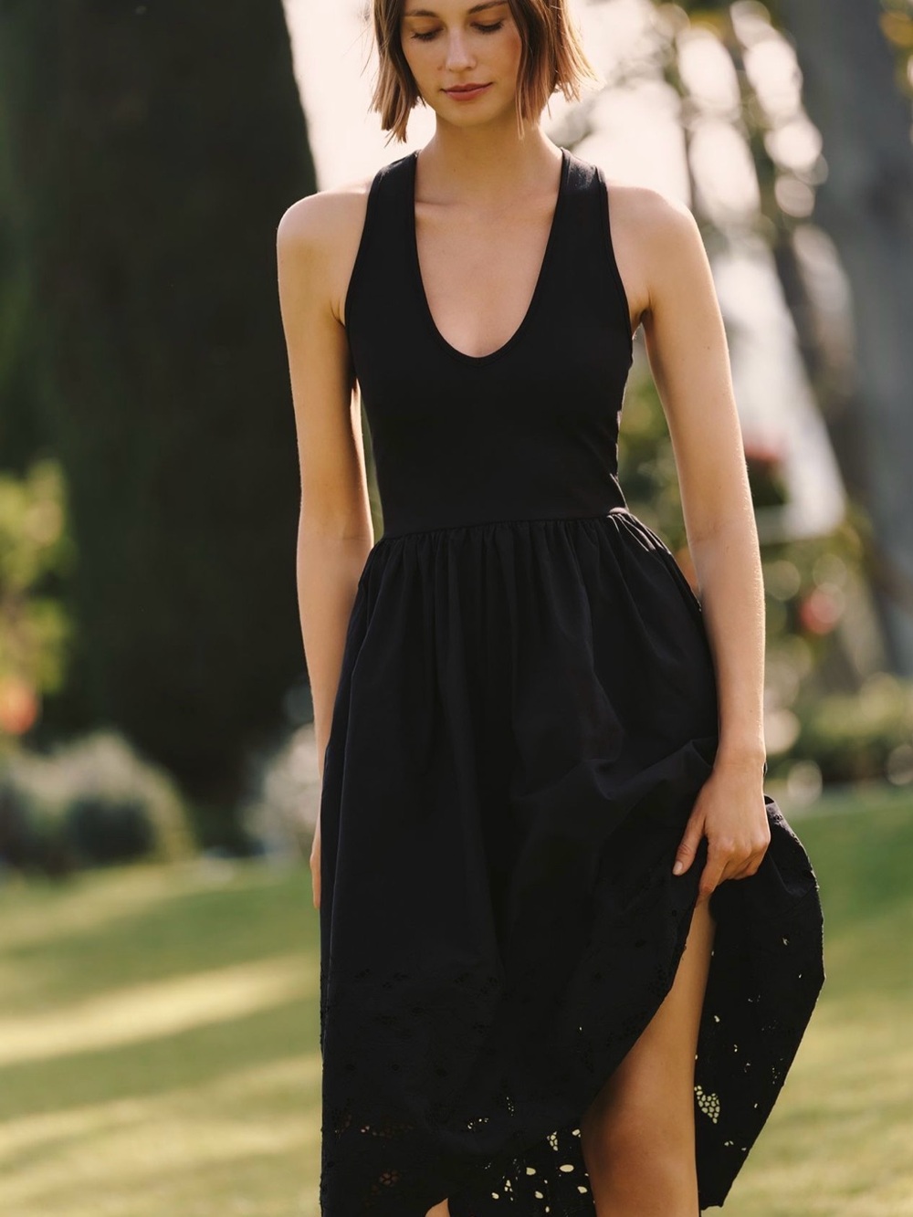 Maeve cutwork scoop neck dress